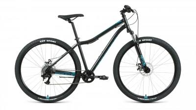 Велосипед FORWARD SPORTING 29 2.2 disc (29" 8 ск. рост 17") 2021, черный/бирюзовый