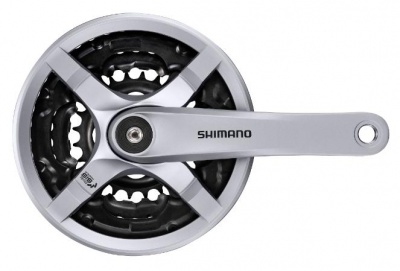 Система шатунов 3ск. 42T Shimano Tourney TY501, 175мм, Кв, 42/34/24, с защитой, с болтами, серебр.
