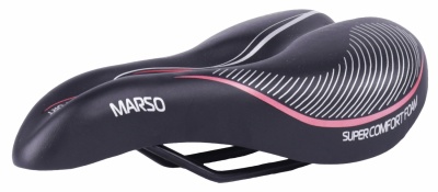Седло Vinca Sport VS-01, комфортное, с вент. отверстием, 280x170мм, черное с красным