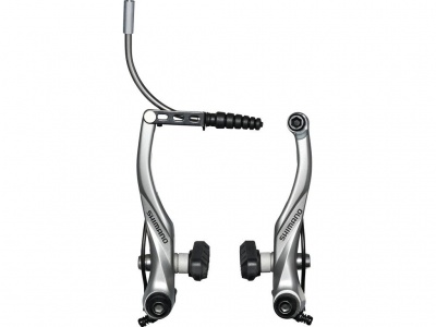Ободной тормоз задний Shimano Alivio T4000, колодки S65T, сереб