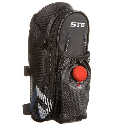 Сумка подседельная STG 131396, с карманом для фляги, с красным фонарем сзади,1-о отделен
