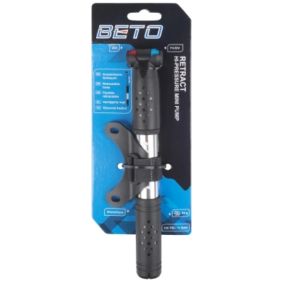 Насос Beto Retract, алюм., 11бар/160PSI, мини, шланг 2 гол., серебр.