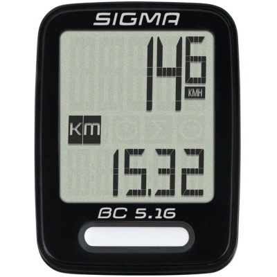 Велокомпьютер Sigma BC 5.16, 5 функций, проводной, черный